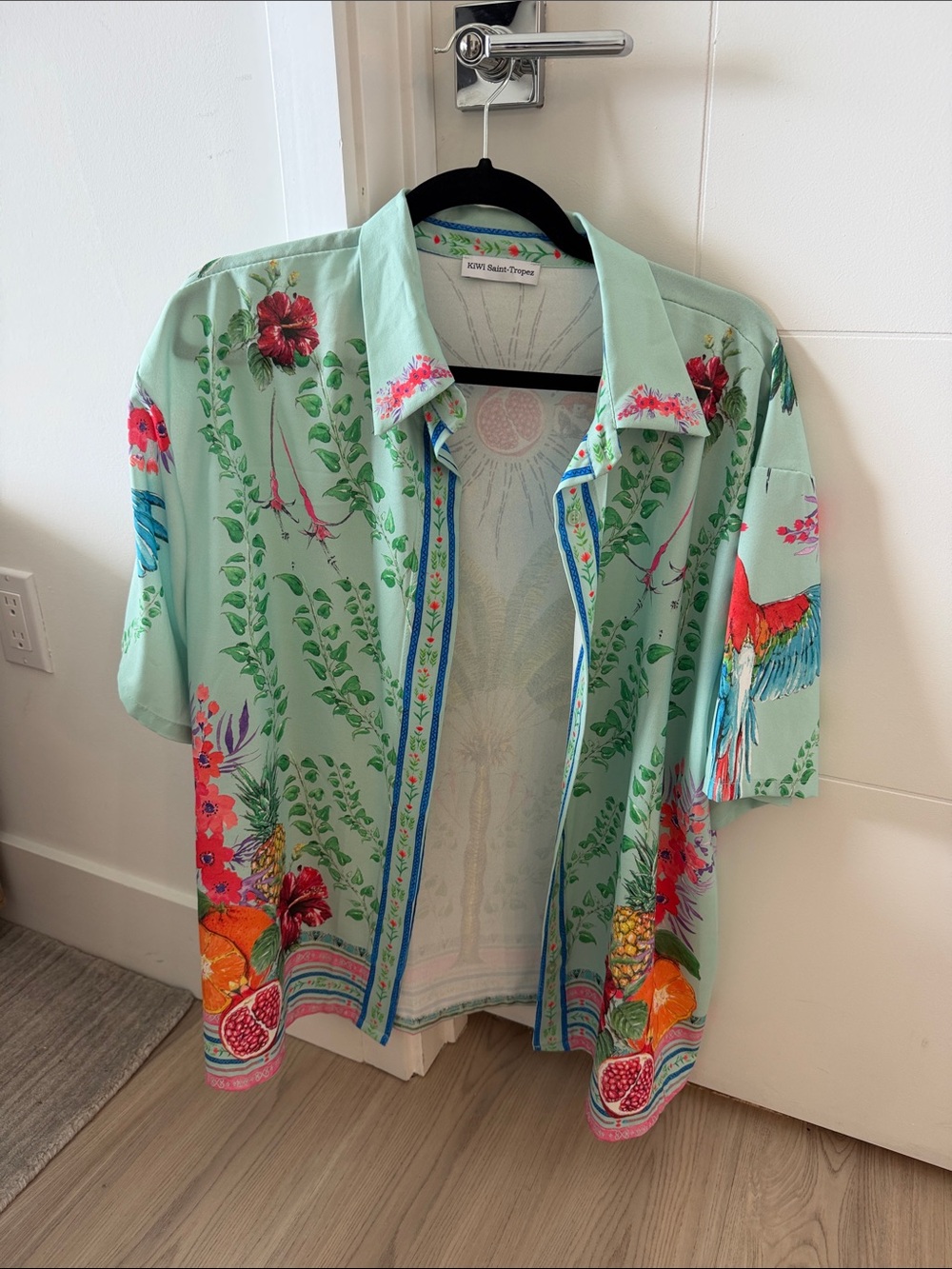 Mint Tropical Print Short-Sleeve Shirt
